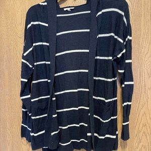 Maurices Navy Blue Striped Hoodie Cardigan